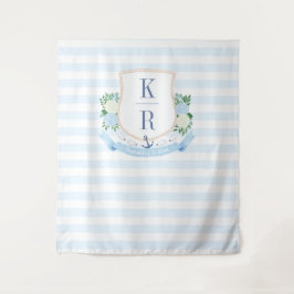 Tapiz Elegante Escudo Boda costero foto de fondo