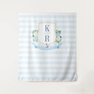 Tapiz Elegante Escudo Boda costero foto de fondo