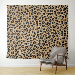 Tapiz Elegante Estampado de Leopardo Negro con Brillo Do