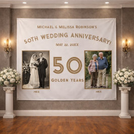 Tapiz Elegante Estandarte de Aniversario número 50 en Ma