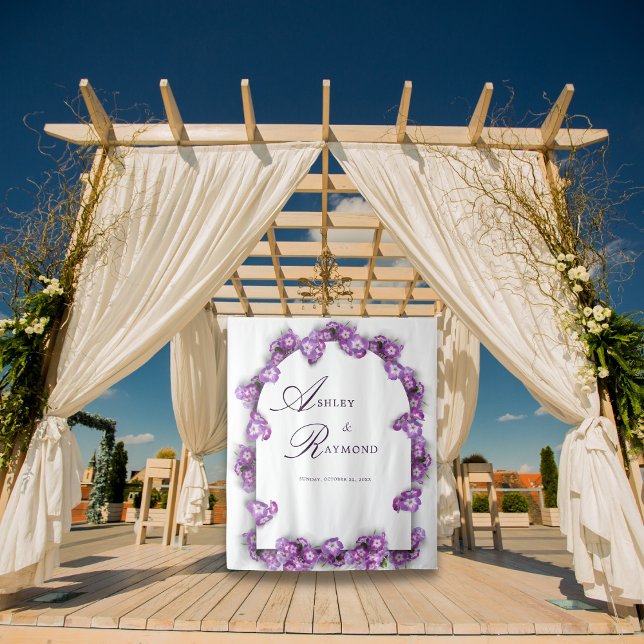 Tapiz Elegante estilo moderno morado Lilac White Arch Fl (Subido por el creador)