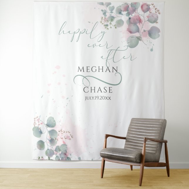 Tapiz Elegante Eucalipto rosa y verde (In situ)