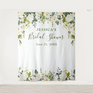 Tapiz Elegante Eucalyptus Rosas Blancas Cintas De Ducha 