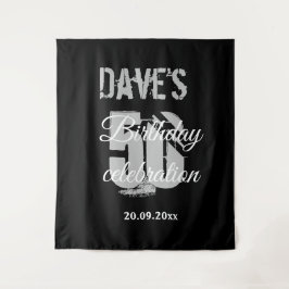 Tapiz Elegante fiesta de cumpleaños número 50 de Black