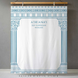 Tapiz Elegante Fiesta Toga con columnas del templo azul