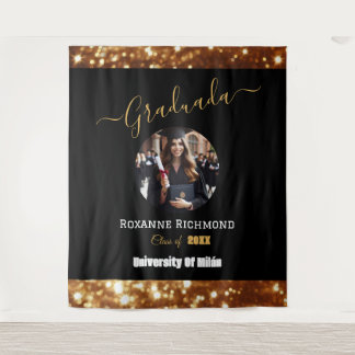 Tapiz Elegante firma graduada de foto negra de lujo