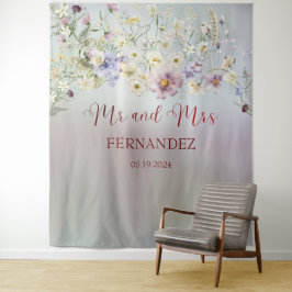 Tapiz Elegante Floral Sr. y Sra. Boda Tapestry