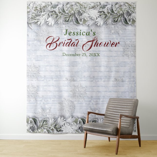 Tapiz Elegante Foliage Bridal Shower Photo Booth Fondo (In situ)