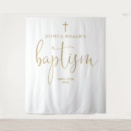 Tapiz Elegante fondo de bautizo con guión dorado