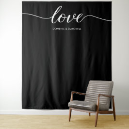 Tapiz Elegante fondo de boda con letra de amor negro Chi