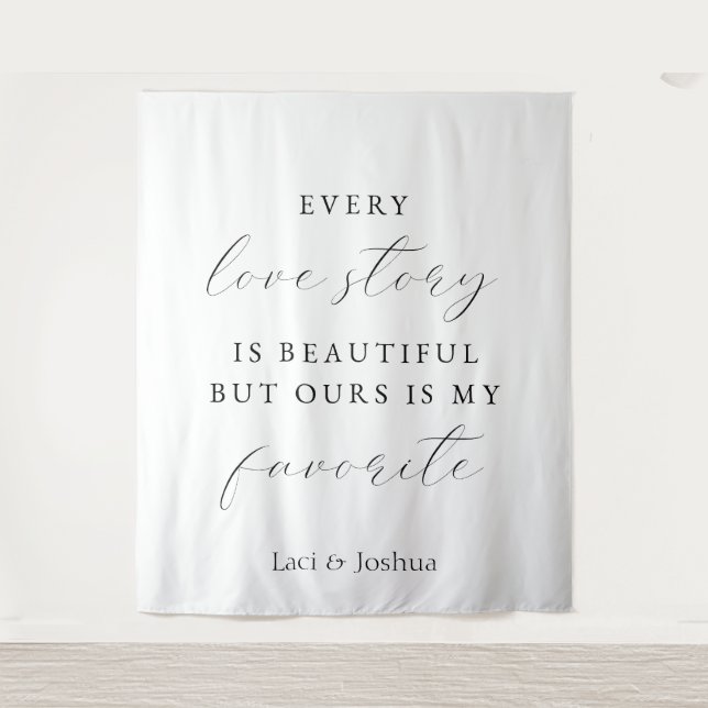 Tapiz Elegante fondo de boda con letra script –  (Anverso)