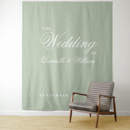 Tapiz Elegante fondo de boda con letra script en verde s