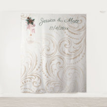 Elegante fondo de boda de Navidad en marfil y oro
