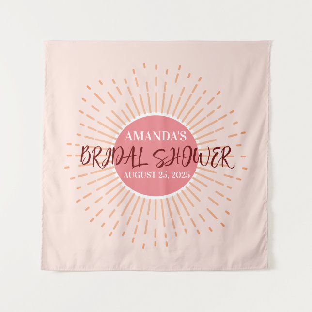 Tapiz Elegante fondo de Boda de Sol Rosa (Anverso)