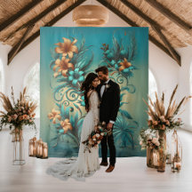 Elegante Fondo de Boda Tropical Iridescente
