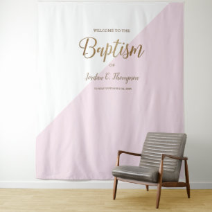 Tapiz Elegante fondo de foto de bautizo rosa moderno