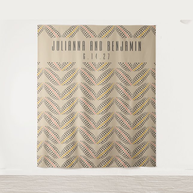 Tapiz Elegante fondo de fotografía de boda beige Art Dec (Anverso)