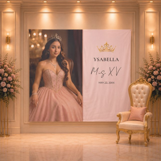 Tapiz Elegante Fondo de Mis XV de Oro Rosa (Subido por el creador)