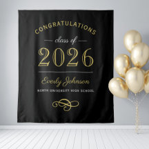 Elegante Fondo Dorado y Negro Clase de 2026