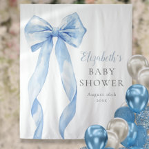 Elegante fondo fotográfico Baby Shower Bow azul