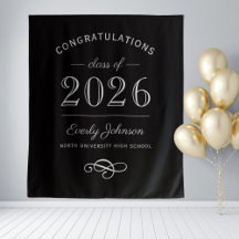 Elegante Fondo Negro Blanco Clase de 2026