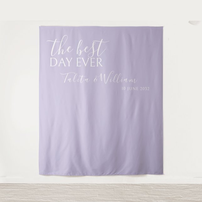 Tapiz Elegante fondo para fotomatón de boda de lavanda  (Anverso)