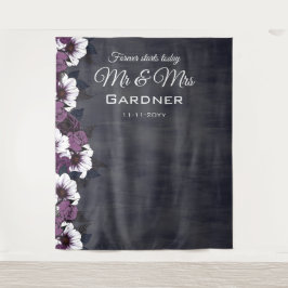 Tapiz Elegante foto Boda floral oscuro morado