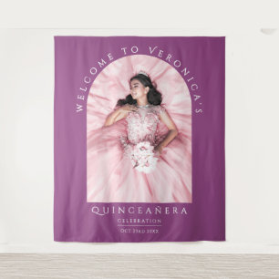 Tapiz Elegante foto clásica púrpura del arco de Quinceañ