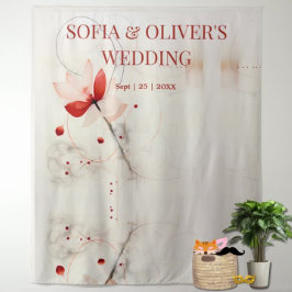 Tapiz Elegante foto de fondo de Boda de Cachorros Rojos 
