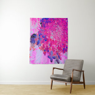 Tapiz Elegante Fuchsia e Hidrangea Luminosa Azul Oscuro