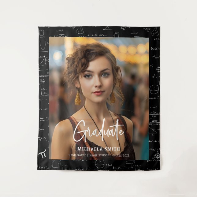 Tapiz Elegante Graduación de la foto manuscrita de escri (Anverso)