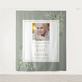 Tapiz Elegante Green Photo Funeral Memorial Service