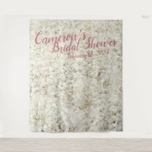 Elegante guión de fondo de ducha con flores blanca