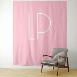 Tapiz Elegante inicial moderna minimalista en rosa paste