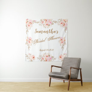 Tapiz Elegante Lluvia de Boda Romántica Rosa Dorado Flor