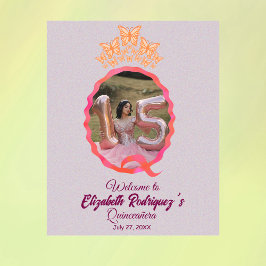 Tapiz Elegante mariposa Princesa Tiara Crown Quinceanera