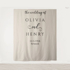 Tapiz Elegante Minimalista Pancarta de Boda Beige