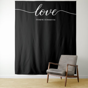 Tapiz Elegante Moda Black Love Script Boda fondo