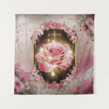 Elegante mural de rosa rosa de boda #3