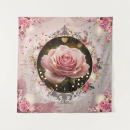Tapiz Elegante mural de rosa rosa de boda #5