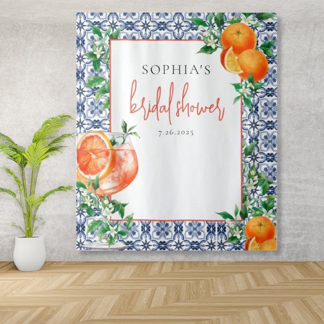 Tapiz Elegante Naranja Spritz Bridal Shower (Subido por el creador)