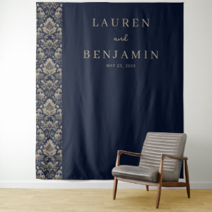 Tapiz Elegante Navy Damask