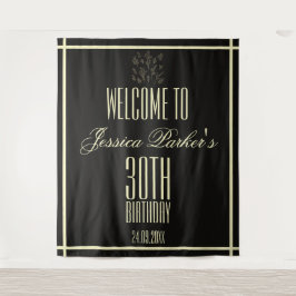 Tapiz Elegante negro 30 cumpleaños Minimalista