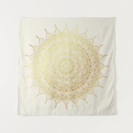 Tapiz Elegante oro en Cream Floral Henna Mandala