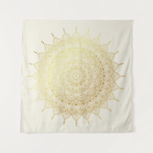 Tapiz Elegante oro en Cream Floral Henna Mandala