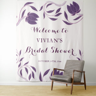 Tapiz Elegante Paisley Purple Bridal Shower Bienvenida