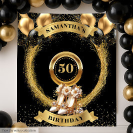 Tapiz elegante para cumpleaños 50 con tacones de l