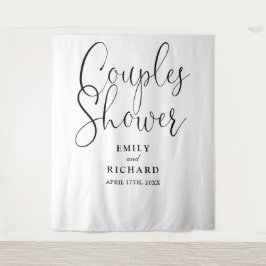 Tapiz Elegante Parejas Boda Ducha Foto Fondo