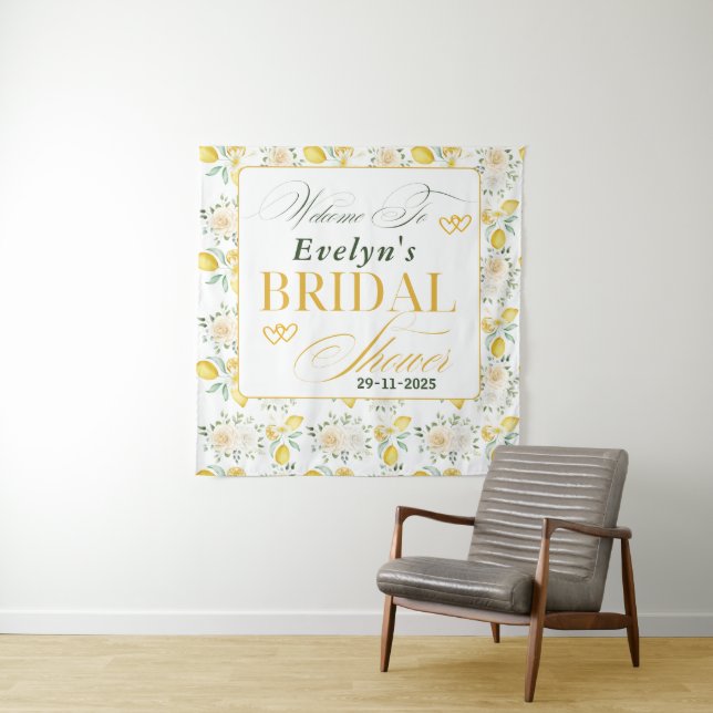 Tapiz Elegante Patrón de Limones con Caligrafía para Des (In situ)