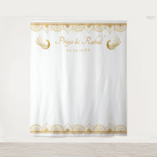 Tapiz Elegante patrón dorado boda india